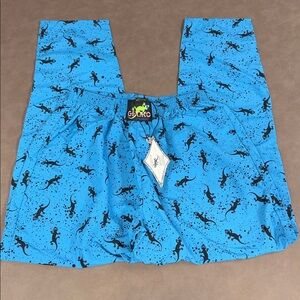 Gecko Hawaii NWT Bright Blue Wave 90s Forever Beach Nylon Pants Size Large